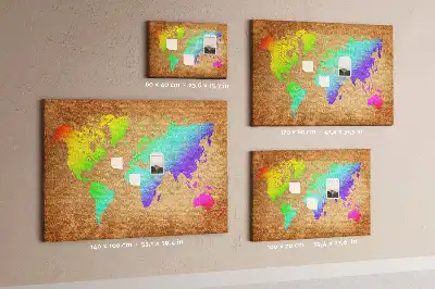 Bedruckte Korkpinnwand mit Weltkarte