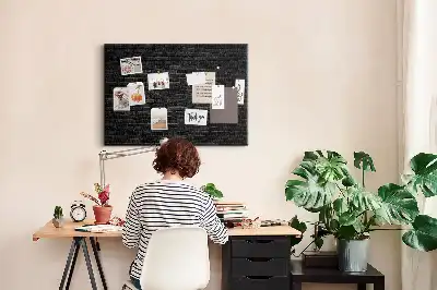 Korktafel mit Motiv Dunkle Ziegelwand