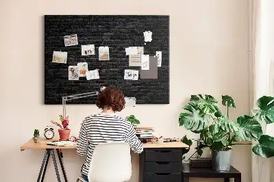 Korktafel mit Motiv Dunkle Ziegelwand