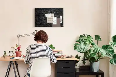 Korktafel mit Motiv Dunkle Ziegelwand