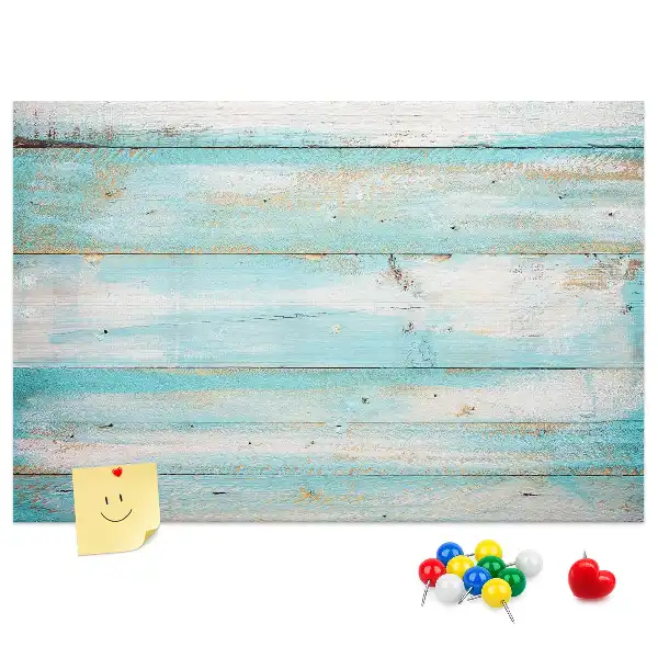 Bedruckte Korkplatte mit blauem Bretter-Motiv