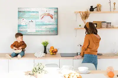 Bedruckte Korkplatte mit blauem Bretter-Motiv