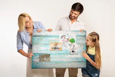 Bedruckte Korkplatte mit blauem Bretter-Motiv