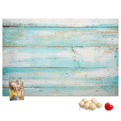Bedruckte Korkplatte mit blauem Bretter-Motiv