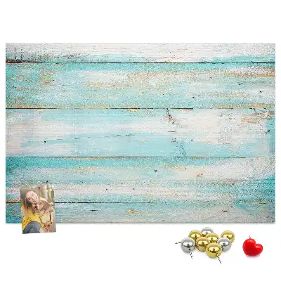 Bedruckte Korkplatte mit blauem Bretter-Motiv