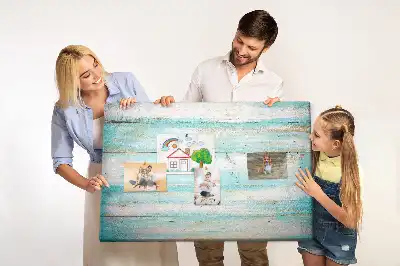 Bedruckte Korkplatte mit blauem Bretter-Motiv