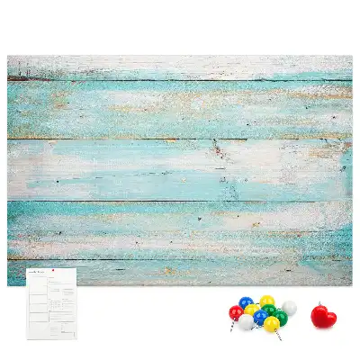 Bedruckte Korkplatte mit blauem Bretter-Motiv