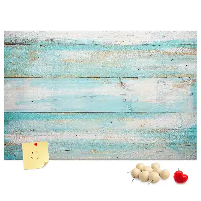 Bedruckte Korkplatte mit blauem Bretter-Motiv