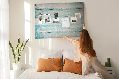 Bedruckte Korkplatte mit blauem Bretter-Motiv