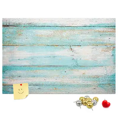 Bedruckte Korkplatte mit blauem Bretter-Motiv