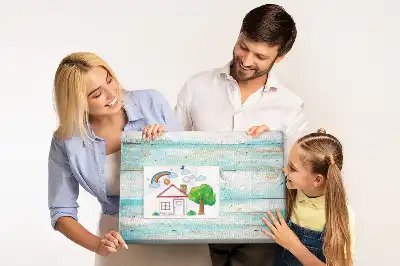 Bedruckte Korkplatte mit blauem Bretter-Motiv