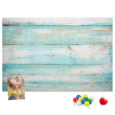 Bedruckte Korkplatte mit blauem Bretter-Motiv
