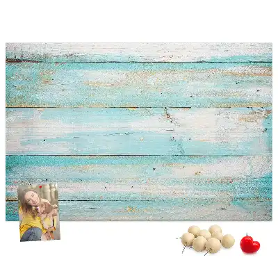 Bedruckte Korkplatte mit blauem Bretter-Motiv