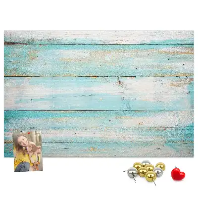 Bedruckte Korkplatte mit blauem Bretter-Motiv
