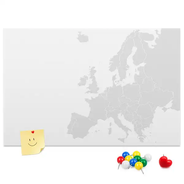 Pinnwand mit Einteilung des europäischen Kontinents