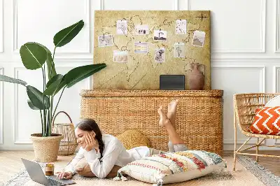 Bedruckte Korkplatte Gealterte Weltkarte für die Wand