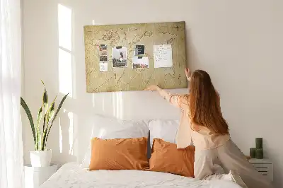 Bedruckte Korkplatte Gealterte Weltkarte für die Wand