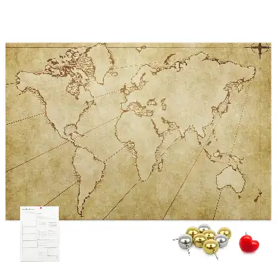 Bedruckte Korkplatte als Wand-Weltkarte mit Vintage-Design