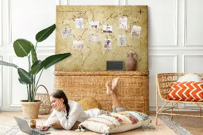 Bedruckte Korkplatte Gealterte Weltkarte für die Wand
