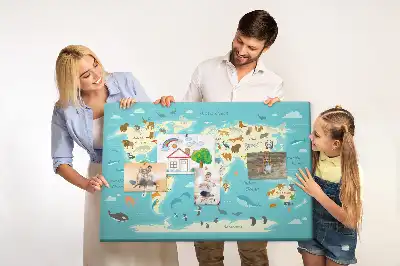 Kork Pinnwand Illustrierte Karte mit Fauna