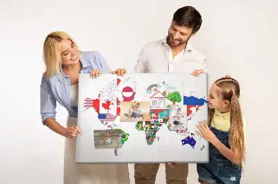 Bedruckte Korkplatte Karte der Nationalflaggen