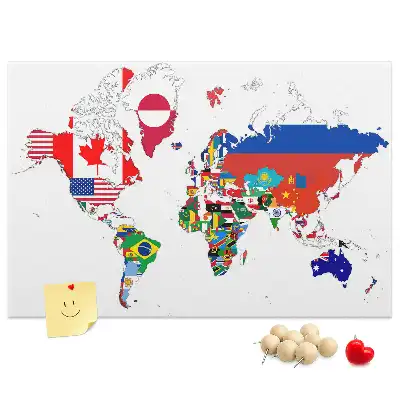 Bedruckte Korkplatte Karte der Nationalflaggen