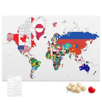 Bedruckte Korkplatte Karte der Nationalflaggen