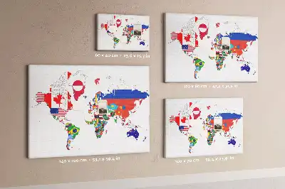 Bedruckte Korkplatte Karte der Nationalflaggen