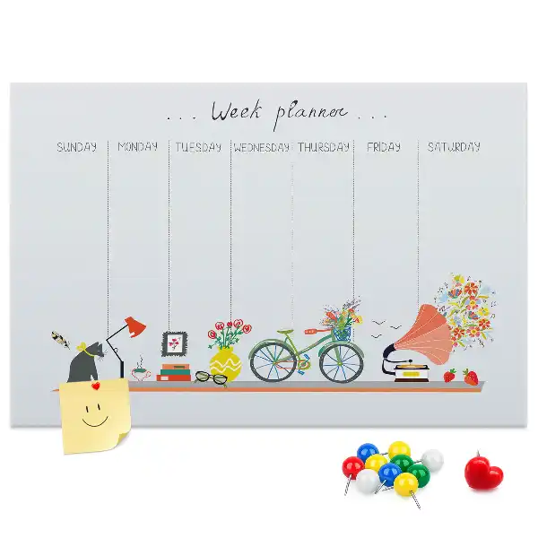 Bilder-Korktafel Wochenkalender für die Wand