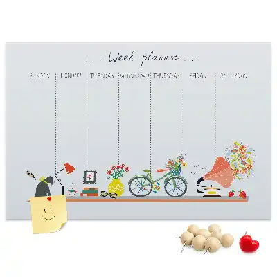 Bilder-Korktafel Wochenkalender für die Wand
