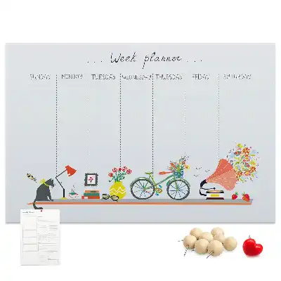 Bilder-Korktafel Wochenkalender für die Wand