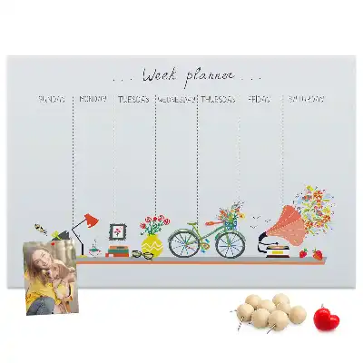 Bilder-Korktafel Wochenkalender für die Wand