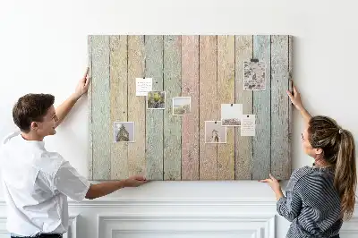 Bedruckte Korkplatte Bunte Bretter