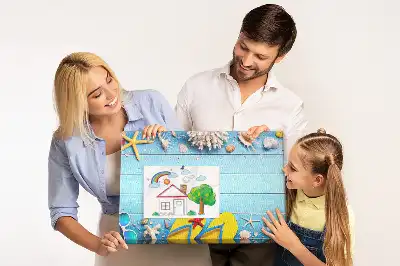 Bilder-Korktafel mit Muschel- und Strandmotiven