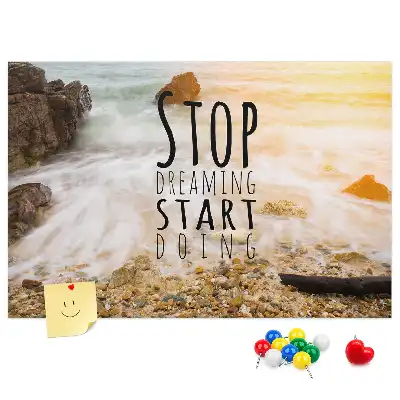 Kork-Pinnwand mit Motivationsspruch