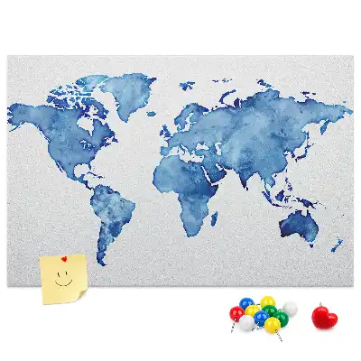 Bedruckte Korkplatte Weltkarte Aquarelle