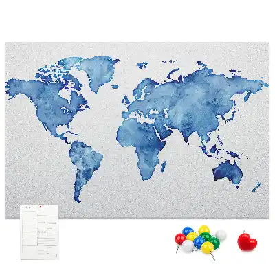 Bedruckte Korkplatte Weltkarte Aquarelle