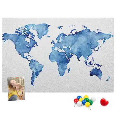 Bedruckte Korkplatte Weltkarte Aquarelle