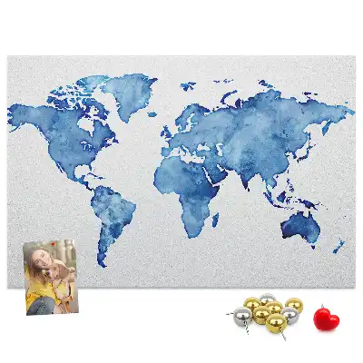 Bedruckte Korkplatte Weltkarte Aquarelle