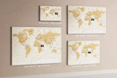 Bilder-Korktafel mit politischer Weltkarte