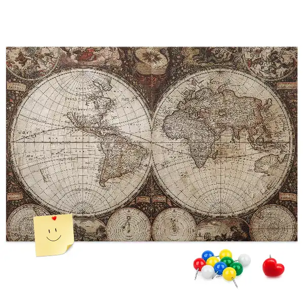 Bilder-Korktafel Klassischer Atlas aus alten Zeiten
