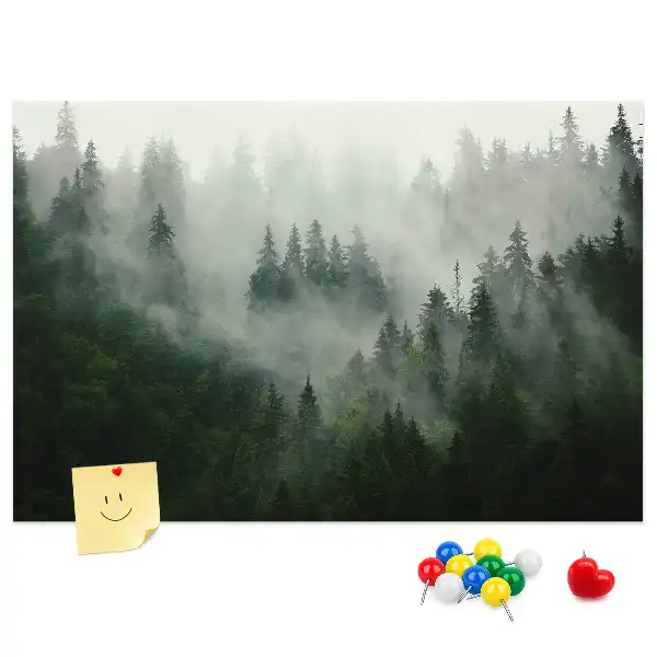 Bedruckte Korkplatte Wald im Nebel Morgen