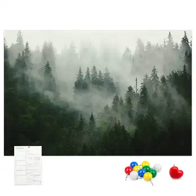 Bedruckte Korkplatte Wald im Nebel Morgen