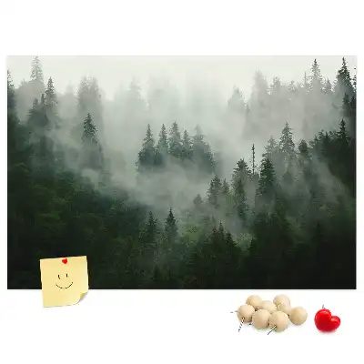 Bedruckte Korkplatte Wald im Nebel Morgen