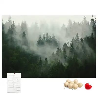 Bedruckte Korkplatte Wald im Nebel Morgen