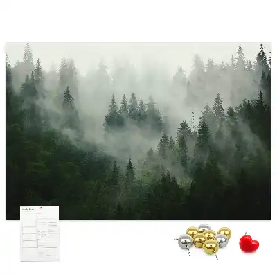 Bedruckte Korkplatte Wald im Nebel Morgen