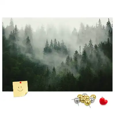 Bedruckte Korkplatte Wald im Nebel Morgen