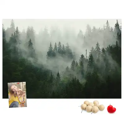 Bedruckte Korkplatte Wald im Nebel Morgen