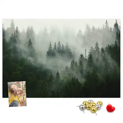 Bedruckte Korkplatte Wald im Nebel Morgen