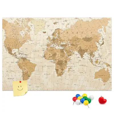 Bilder-Korktafel Länder und Grenzen des Globus